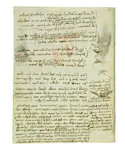 Codex over de vlucht van vogels, Folio 10 verso door Leonardo da Vinci